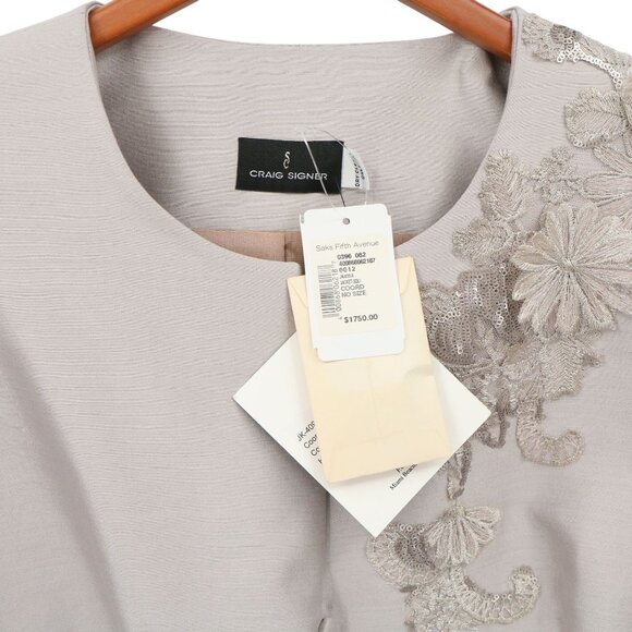 NWT Craig Signer Lined Gray Lace Flower Applique Evening Jacket - Picture 4 of 6